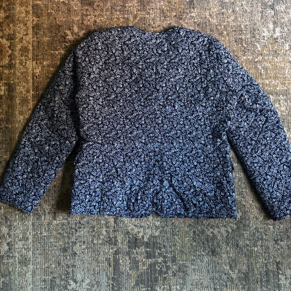 J.Crew Navy Blue Floral Quilted Button Front Jacket Lightweight Coat Preppy Chic - Picture 7 of 10